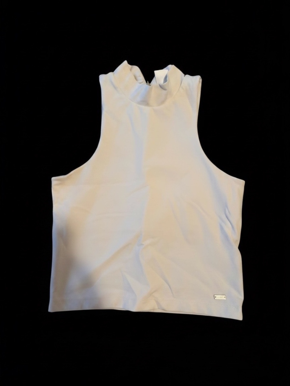 Lune Active White Sleeveless High Neck Crop Tank Top Size Small